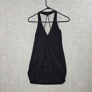 Kiwi Womens Sleeveless Black Drape Front Tank Top M Polyester/Spandex